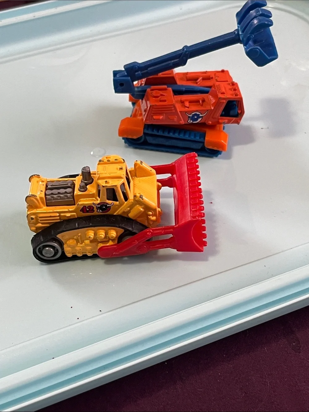 Yellow and Red Kids Construction Toy Bulldozer and Orange Excavator Set